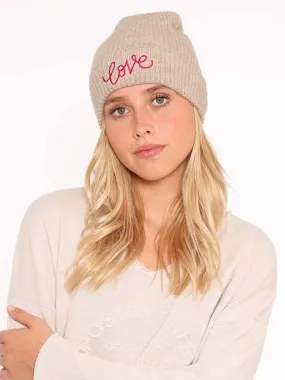 Kaschmir-Beanie in Hellbraun
