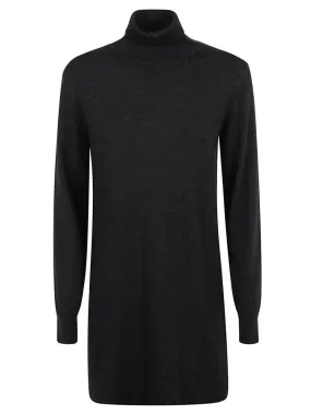   P.A.R.O.S.H.  Charcoal Grey Wool Blend Roll Neck Dress With Méla Grey  Mini-Kleider 
