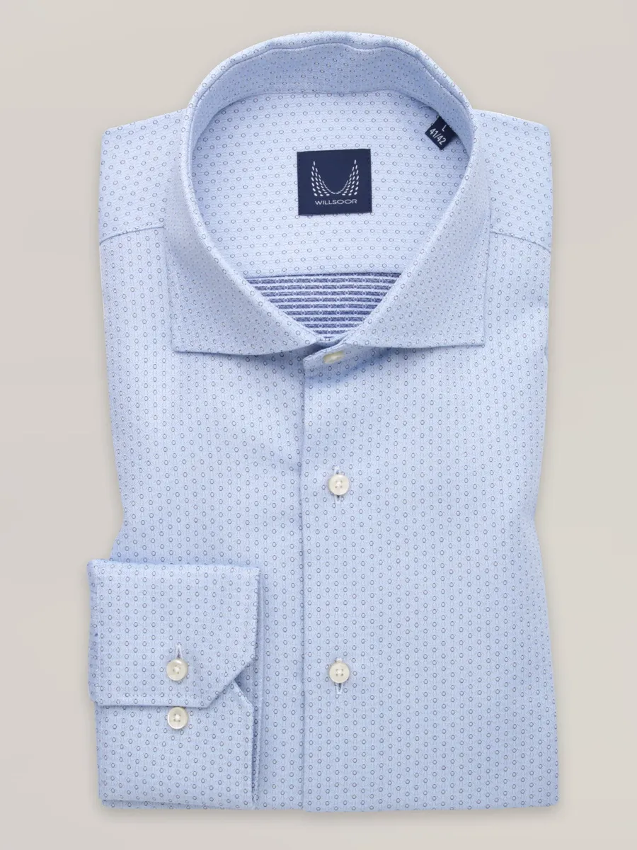 Slim Fit Herrenhemd hellblau mit feinen Tupfen 16210