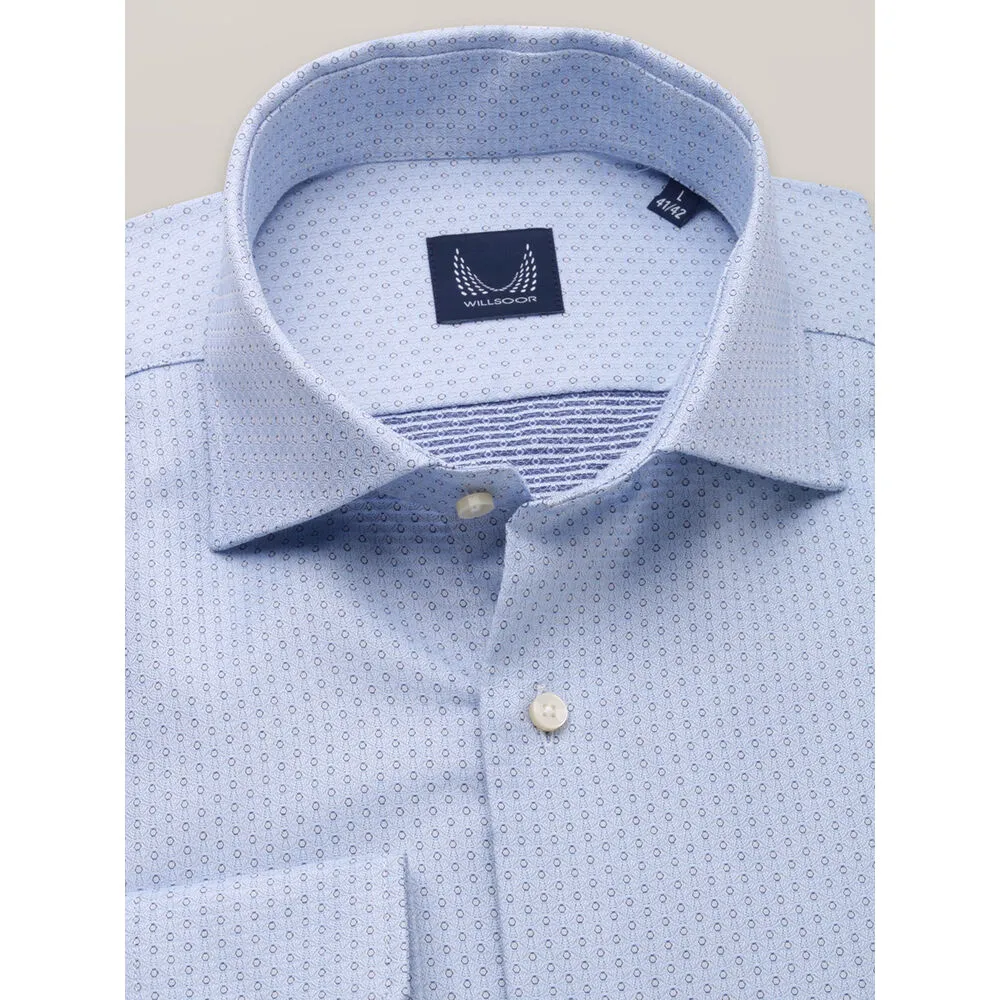 Slim Fit Herrenhemd hellblau mit feinen Tupfen 16210