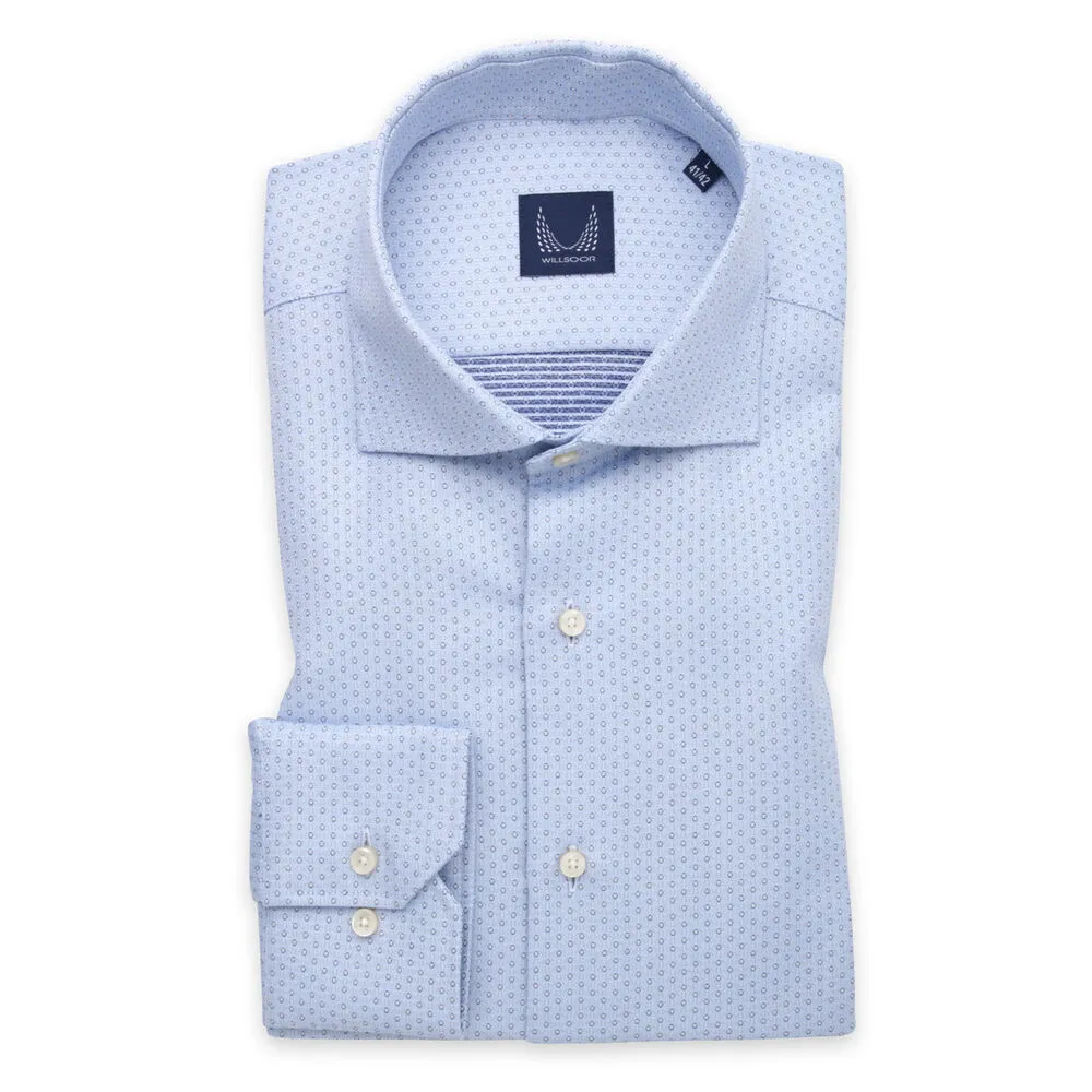 Slim Fit Herrenhemd hellblau mit feinen Tupfen 16210