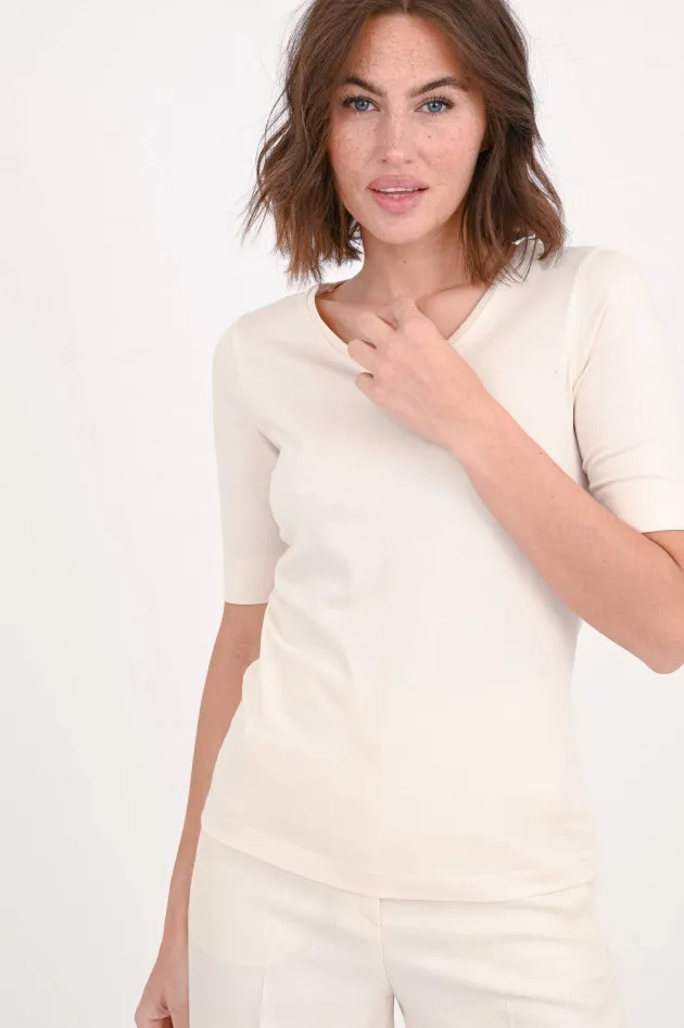 T-Shirt aus Baumwoll-Mix in Beige