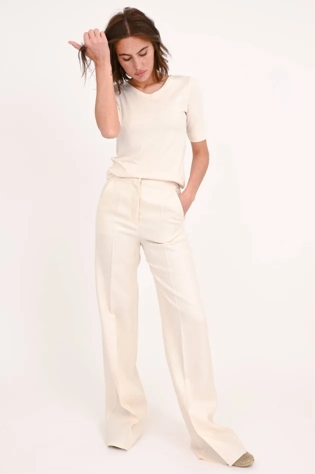 T-Shirt aus Baumwoll-Mix in Beige