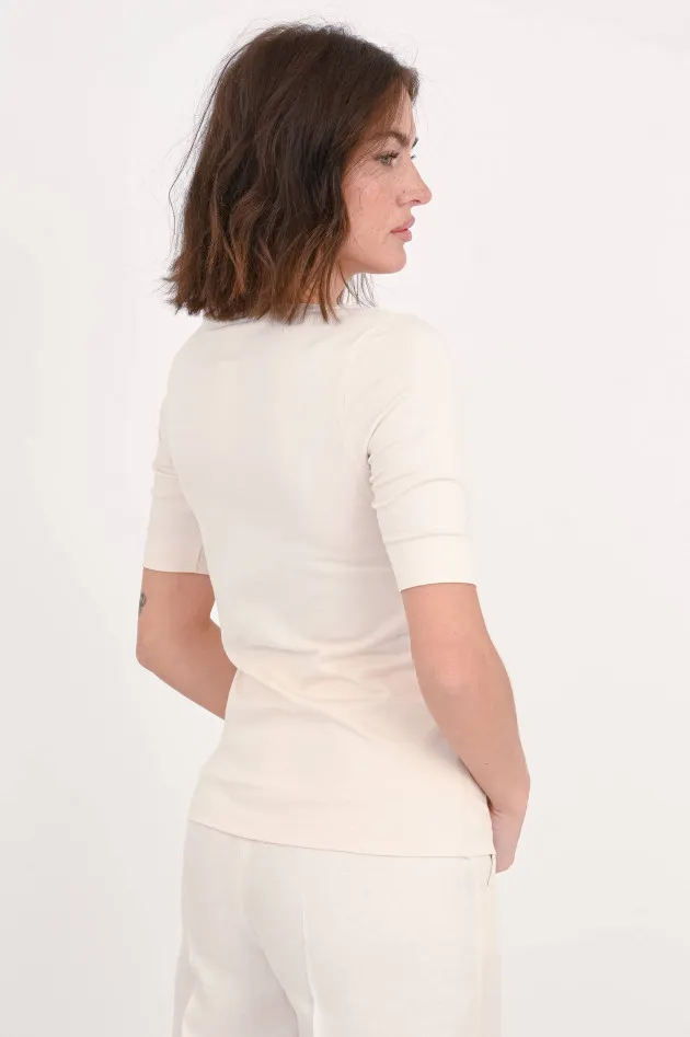 T-Shirt aus Baumwoll-Mix in Beige